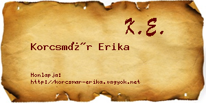 Korcsmár Erika névjegykártya